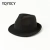 Шерстяная шляпа Федора, осенне-зимние шапки для женщин и мужчин, унисекс, модная джазовая кепка, фетровые шляпы, топ, винтажные женские красные, черные270w