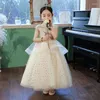 Girl Dresses Children's Dress Pompon Dance Wedding Little Princess Chic Hostess Flower Piano