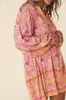 Robes décontractées Boho inspiré Floral imprimé col en V manches bouffantes mini robe viscose femmes plage vacances d'été