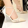 Sexy Kant Hoge Hakken Schoenen Party Mode Vrouwen Zwarte Schoenen Bruiloft Casual Pumps Vrouw Sandalie Lente Jurk Wit S 240228