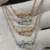 Ontwerper Freds sieraden Fei Family Hoefijzergesp Volledige diamanten halsketting met v-goud Verdikte beplating 18k gouden slot-botketting Licht luxe en modieus Uniek