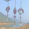 Round Natural stone amethyst tree of life Heart wall hanging Pendant Door Garden home decor Arts Ornament ZZ