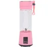 420ml 휴대용 유리 유리 병 Juicer USB 충전식 6 블레이드 스무디 블렌더 머신 믹서 미니 주스 컵 Pink7205551