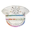 Bérets à paillettes perlées à la main, chapeau de capitaine, cristal scintillant pour mariée, accessoires de mariage, couches incrustées de perles, Costume, livraison directe