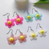 Boucles d'oreilles pendantes ZX été mignon visage souriant tournesol filles déclaration goutte résine transparente vente en gros bijoux INS cadeau