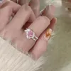 Cluster Ringen IPARAM Kpop Retro Gothic Roze Kristal Hart Metalen Ring Voor Vrouwen Meisjes Open Punk Geometrie Party Mode-sieraden