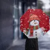 Umbrellas Christmas Winter Snowflake Snowman Red Parasol For Outdoor Full-Automatic Eight Bones Rain Umbrella Gift Adults Kids