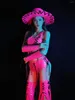 Stage Wear Discothèque Bar Gogo Dance Costume Femmes Fluorescence Rose Jazz Danse Outfit Adulte Clubwear Party Dj Rave Vêtements VDB7832
