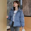 Couro 2023 inverno jaqueta feminina amarelo curto com capuz algodão acolchoado casaco feminino engrossar quente outwear solto à prova dwaterproof água parka femme