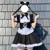 Partykleider CON Schwarz Weiß Lolita Gothic Maid Kostüm Halloween Soft Girl Süße süße Schleife Kurzarmkleid