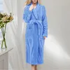 Damen-Nachtwäsche, verdickter, warmer Flanell-Robe, Winter-Langarm-Plüsch-Bademantel, Strickjacke, Damen-Fleece-Nachthemd, Lounge-Bade-Homewear