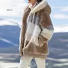 Kvinnorjackor 2024 Autumn Winter Warm Plush dragkedja Ficka huva Loose Jacketkläder Kashmir Ytterklädesrockar kallt skydd