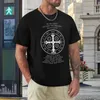 Saint Benedict Medal with prayeron black T-Shirt plain t-shirt anime clothes blank t shirts oversized t shirts for men 240223