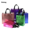 Förvaringspåsar Stobag 10st Color Non-Woven Tote Gift Packaging Shopping Portable Tyg Återanvändbara POUCHES Anpassad logotyp (extra avgift)