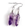 Dangle Earrings KFT Wire Wrapped Natural Healing Crystal Quartz Amethysts Chakra Hexagon Hook Tiger Eye Stone Earring For Women Jewelry