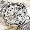 Sewor Mechanical Watch Silver Fashion Stainless Steel Mesh Strap Men Skeleton Watches Top Brand Luxury Male Wristwatch J190706293V