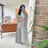 Ubranie etniczne Skromny satyn Abaya Kimono muzułmańska sukienka Diamond Abayas for Women Dubai Luxury Turkey Islam Kaftan Femme