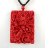 Collana con ciondolo drago cinese rosso organico cinabro, amuleto di gioielli fortunati 1198265