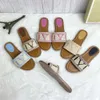 Lock it Dames zomerslipper borduurwerk letter revival pantoffels buiten banket zwembad buiten Glijschoenen pp stro zomer leren sandalen platte hak Mule loafers