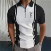 Poker Mens Tops Turn-Down Collar Dragkedjor Golf Letterkläder Män Kort ärm Tee Plain T-shirt Allmänt skjorta Löst andningsbar 240229