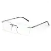 Sonnenbrillenrahmen ZENOTTIC Titanlegierung Brillenrahmen Männer Ultraleichte Randlose Quadratische Mode Brillen Frauen Myopie Optische Gläser