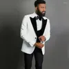 Męskie garnitury Floral Wedding Tuxedos 3 sztuki Slim Fit Suit Blazer Paroomsmen African Fashion Costume (kamizelka spodni)