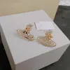 Luxe Modeontwerper Stud Oorbel Brief Viviane Merk Vrouwen Sieraden Metalen Parel Oorbellen cjeweler Westwood Voor Vrouw Saturn Gold Earing 42