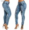 Kvinnors jeans jeans mode förstörda nödställda denim pojkvän sexig hål blyertsbyxor 240304