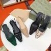 Abendschuhe: Slingback-Sandalen, zum Schnüren, flach geschnittene Designer-Schuhe, mittelhoher Absatz, schwarzes Netzgewebe mit glitzernden Kristallen, Gummi-Leder, Sommer-Slipper mit Knöchelriemen, Größe 35–41