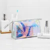 Transparent Laser Makeup For Women, Portable, Simple, Waterproof, Travel Illusion PVC Cosmetic Storage Bag Print 471451
