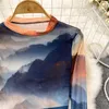 Camicette da donna Vintage Tie Dye Garza Maglietta trasparente Casual Slim Sexy Maglietta a maniche lunghe Chic T-shirt sottili Donna Streetwear Moda Crop Top