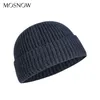 Winter Hoed Voor Mannen Nieuwe Docker Cap Warme Gebreide Muts Mannen Skullcap Unisex Brimless Cap Effen Kleur Vrouw Beanie mannelijke Hip Hop Hoed Y238J