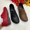 Casual Shoes Women 2024 Spring Vintage Lace Up miękki podeszwy non slip Flats Oxford Leather Woman Single