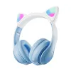 Headphones New Cute Cat Gradient Color Bluetooth Headphone Wireless LED Light with Mic Kids Girls Stereo Phone Music Headset Gamer Gift