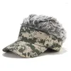 Bollkåpor Creative Men Short Wig Camouflage Baseball Cap Justerbar Casual Tennis Hat Hatts For Outdoor Punk Street Fake Hair