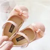 Outdoor Spring Autumn Dziewczęta buty Baby Balet Flats Buty koronkowy łuk blask Bling Princess Soft Soled Buty Dzieci Wedding Dance Buty