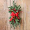 Dekorativa blommor jul trappa swag konstgjorda vinterkrans pinecones bowknot dekoration