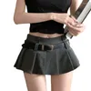 Skirts Women's High Waist Short Skirt Sexy And Fashionable Spicy Girl A-line Pleated With Belt Half Length