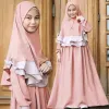 Vêtements filles musulmanes habiller deux pièces se déroulent long Hijab Abaya Khimar Islamic Kaftan Vêtements Arabe Prayer Maxi robe robe robe