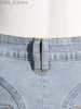 Jeans Jeans Creative Slim High Waist Split Deconstruct Panelled Patchwork Blue Denim 240304