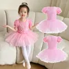 Palco desgaste menina ballet prática vestido bailarina tutu e collant traje para crianças crianças dancewear bela roupa de ginástica