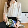 Women's Blouses Autumn Ladies Elegant Full Sleeve Office Women Shirts Tops Single Breasted Blusas Bow Solid Loose Casual Shirt for