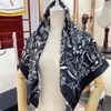 Designer sarja real lenços de seda marca luxo carta impressão padrão flor preto branco lenço quadrado feminino verão praia bandana acessórios