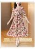 Casual Kleider Frühling Sommer Vintage Midi Prom Floral Seidenkleid V-ausschnitt Frauen Elegante Tuniken Koreanische Mode Damen Party Abend