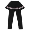 Autumn Winter Gilrs Stripe Leggings Girls Skirt-pants Cake Skirt Children 3-14 Year Warm Plus Velvet Thick Pants Kids Leggings 240226