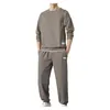 Tracksuits masculinos homens lounge conjunto casual esporte terno com waffle textura moletom elástico cintura jogger calças para outono inverno juventude