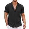 Men's Casual Shirts Style Button-down Shirt Men Loose Fit Beach Stylish Hollow Out Summer With Turn-down Collar Short For A