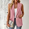 Women's Vests Office Lady Blazer For Women Solid Single Button Sleeveless Jackets Summer Elegant V Neck Blazers Vest Female Clothing