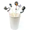 Juchiva Custom Coraline The Secret Door Soft Silicone Straw Toppers Tillbehör Täcker Charms Återanvändbart Splash Proof Drinking Dust Plug Decorative ZZ