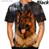 Herren T-Shirts 2022 Herren Sommer T-Shirt Fitness Kurzarm Niedlicher 3D Hund Deutscher Schäferhund Muster L240304